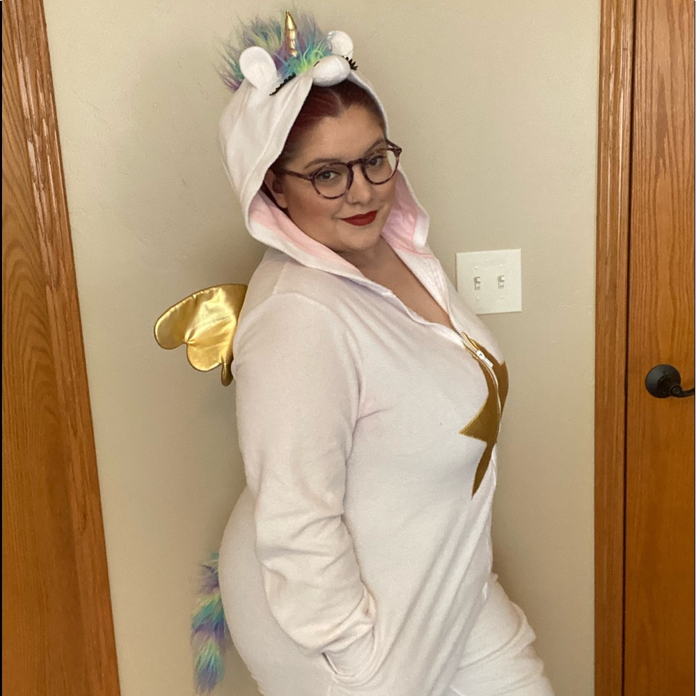 Unicorn Fuzzy Onesie Soft Pink Size Extra Large / XXL